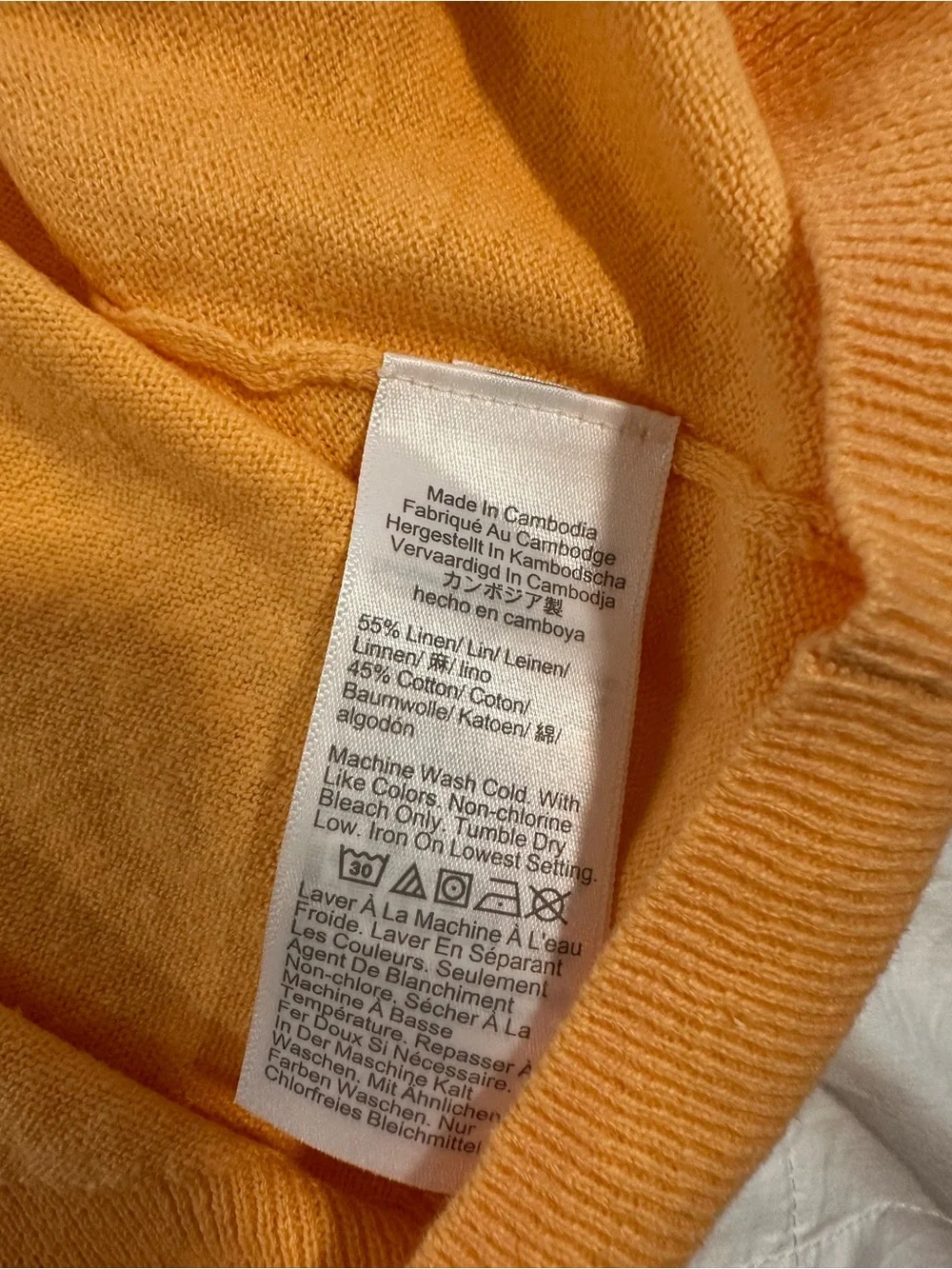 J.Crew Ruffle Sleeve Linen Blend Sweater Top Orange